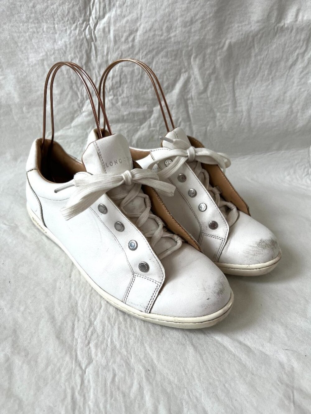 Longchamp sneakers FR 39 US 8 womens white leather lace up low top tennis shoes